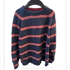 GAP Boy’s Navy and Red Striped Crewneck Sweater